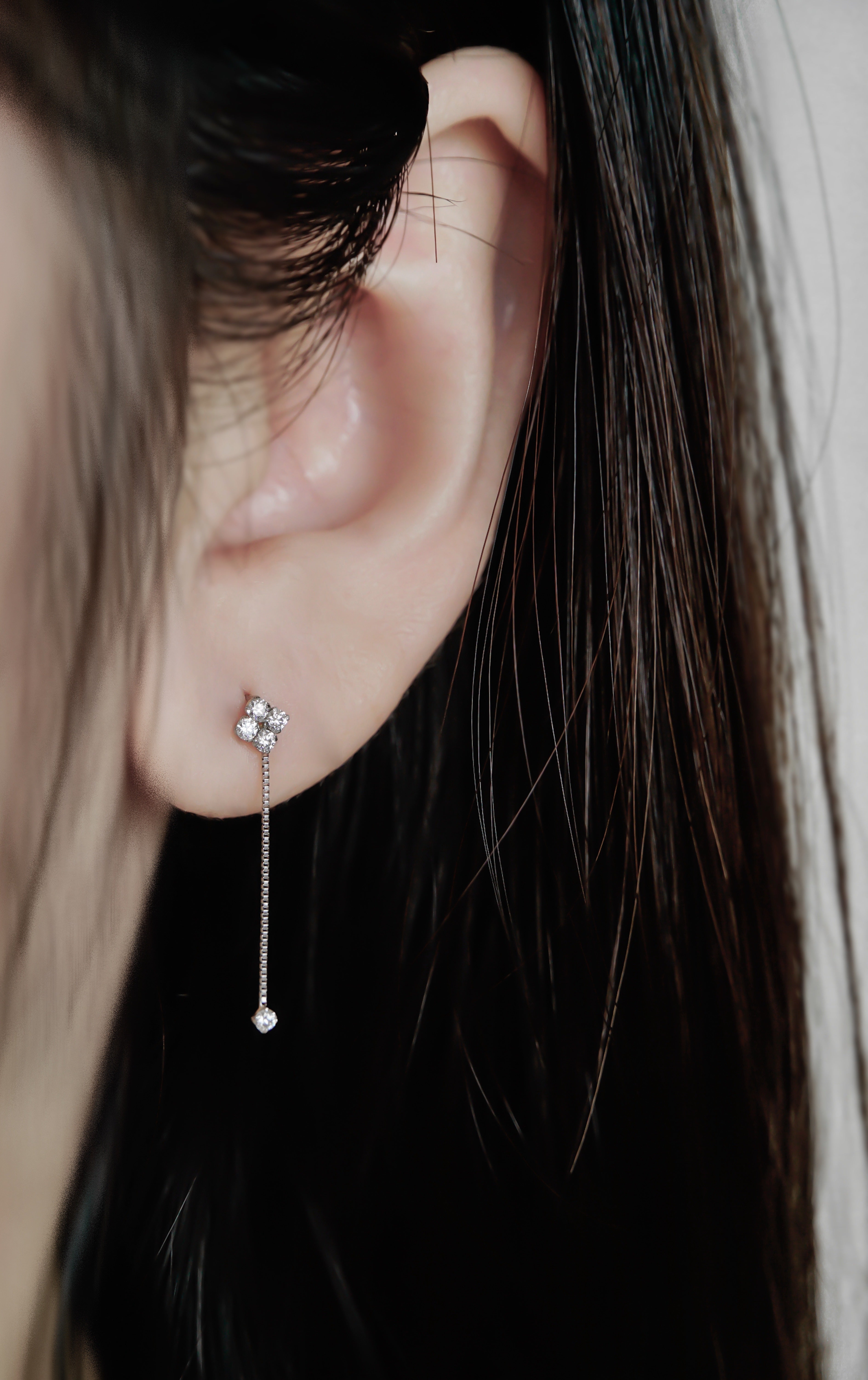 鑽石小花流蘇耳環