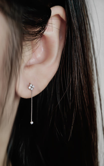 Platinum Heart & Cupid Diamond Tassel Earrings
