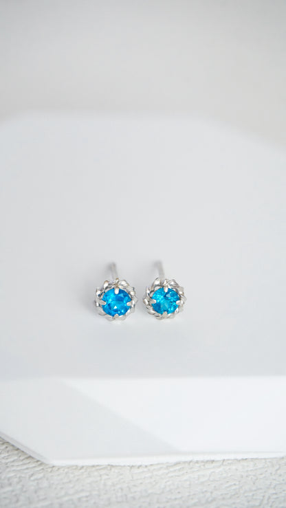 Platinum Neon Blue Apatite Earrings