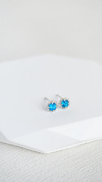 Platinum Neon Blue Apatite Earrings