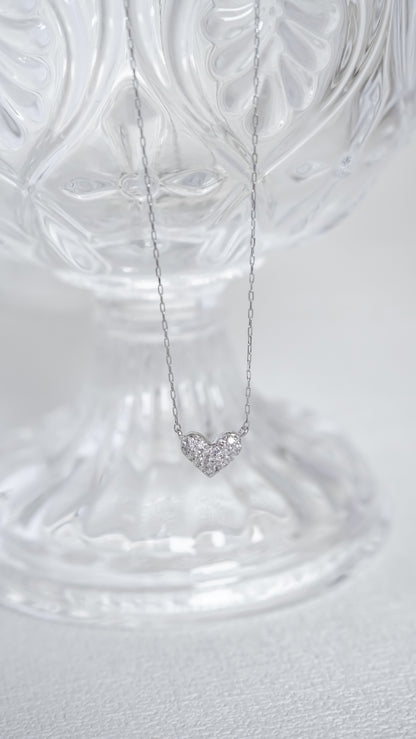 Platinum Pavé Diamond Heart Necklace