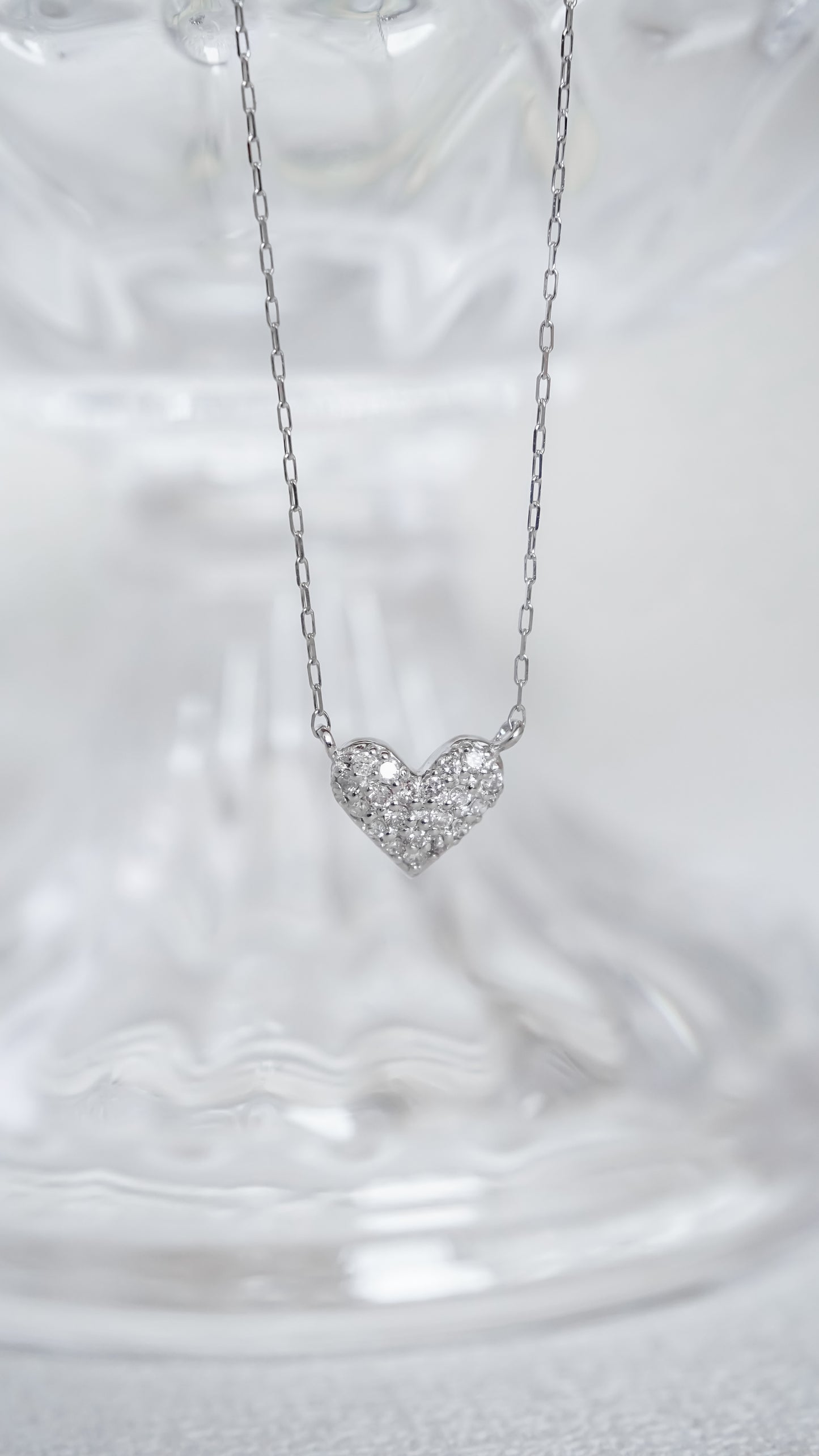 Platinum Pavé Diamond Heart Necklace