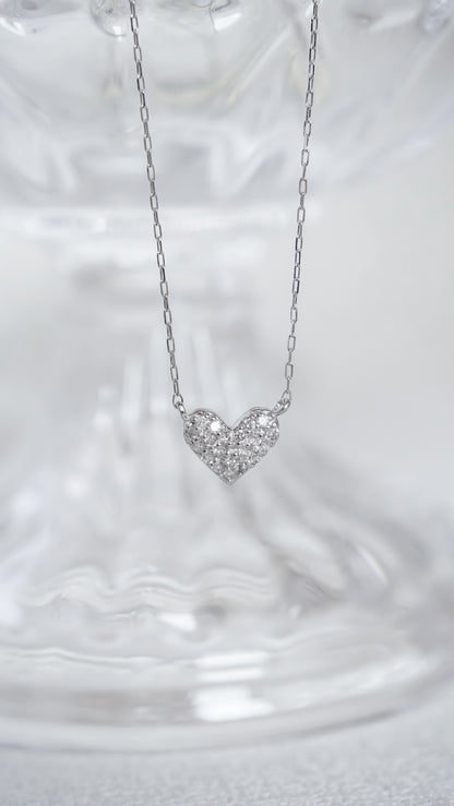 Platinum Pavé Diamond Heart Necklace