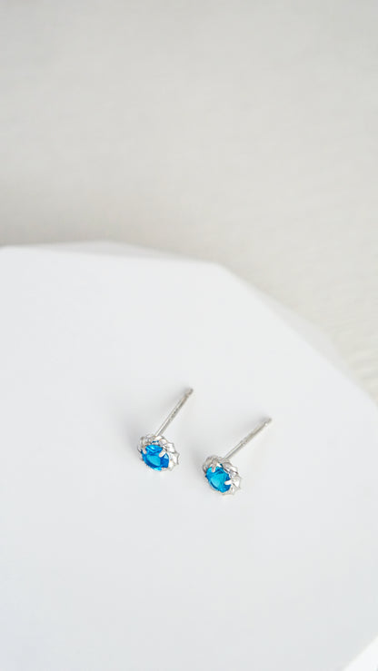 Platinum Neon Blue Apatite Earrings