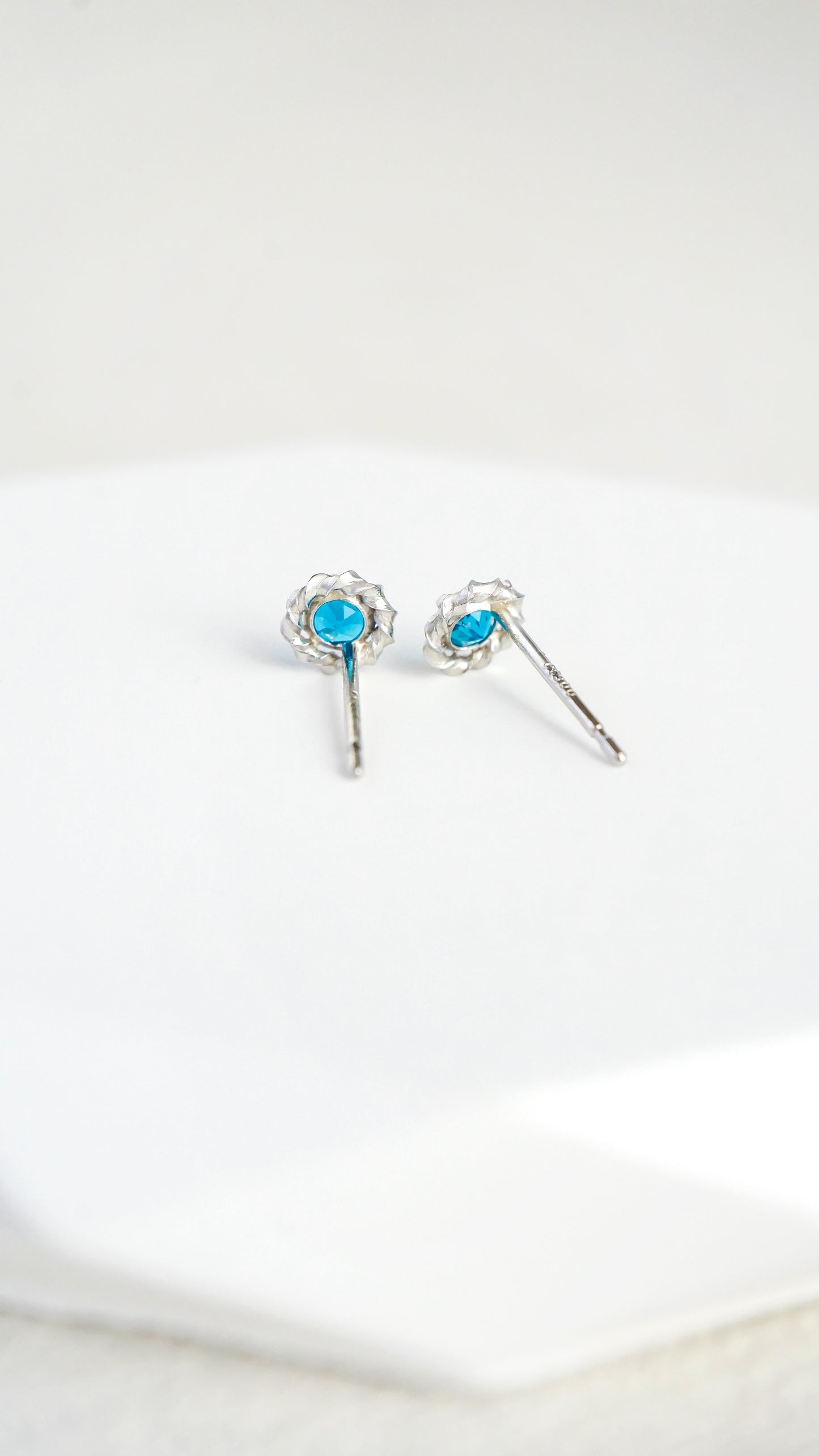 Platinum Neon Blue Apatite Earrings
