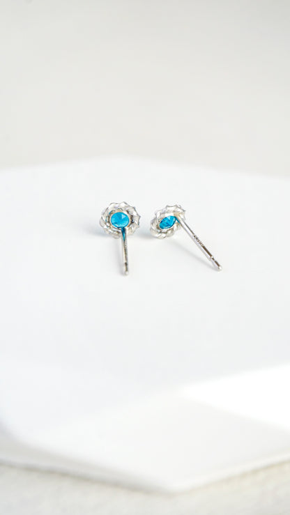 Platinum Neon Blue Apatite Earrings